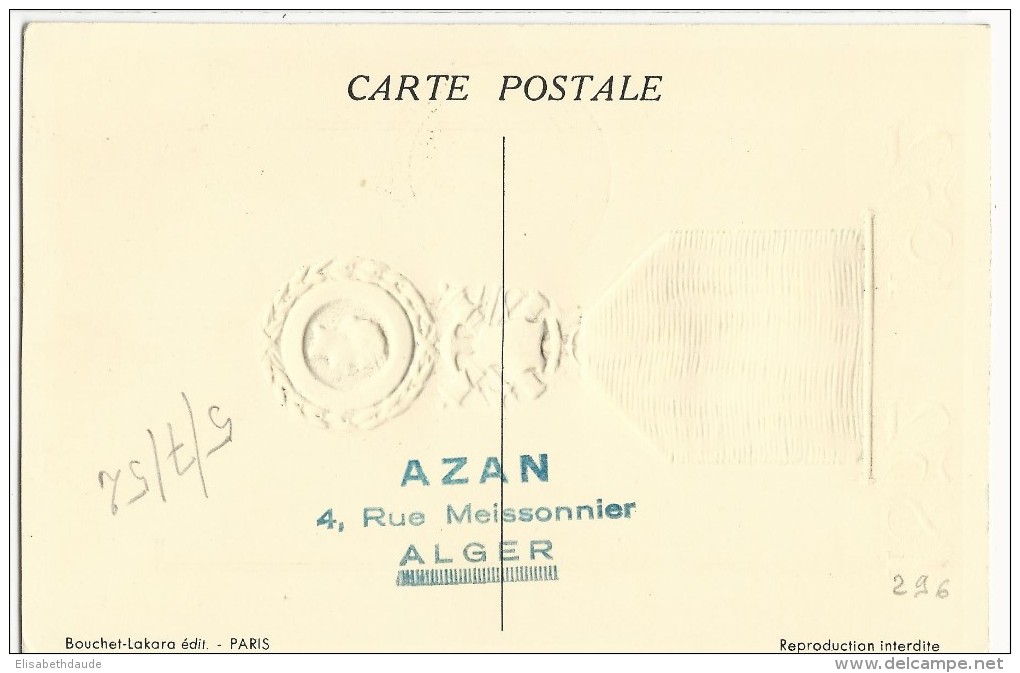 ALGERIE - 1952 - CARTE MAXIMUM Du CENTENAIRE De La MEDAILLE MILITAIRE - Maximumkaarten