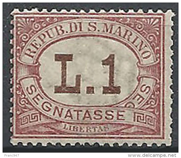 San Marino, 1897 Cifra In Bruno 1L Rosa  # Yvert & T. 6 - Scott J6 - Sassone Tx6 - Nuovo * TL - Postage Due