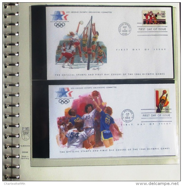 COMPLETE COLLECTION OF 24 SUPERB FIRST DAY COVERS OLYMPIC GAMES LOS ANGELES 1983 ON LINDNER PAGES - Other & Unclassified