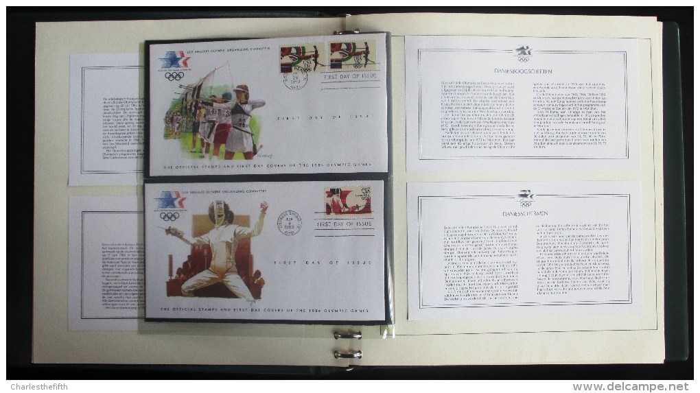 COMPLETE COLLECTION OF 24 SUPERB FIRST DAY COVERS OLYMPIC GAMES LOS ANGELES 1983 ON LINDNER PAGES - Andere & Zonder Classificatie