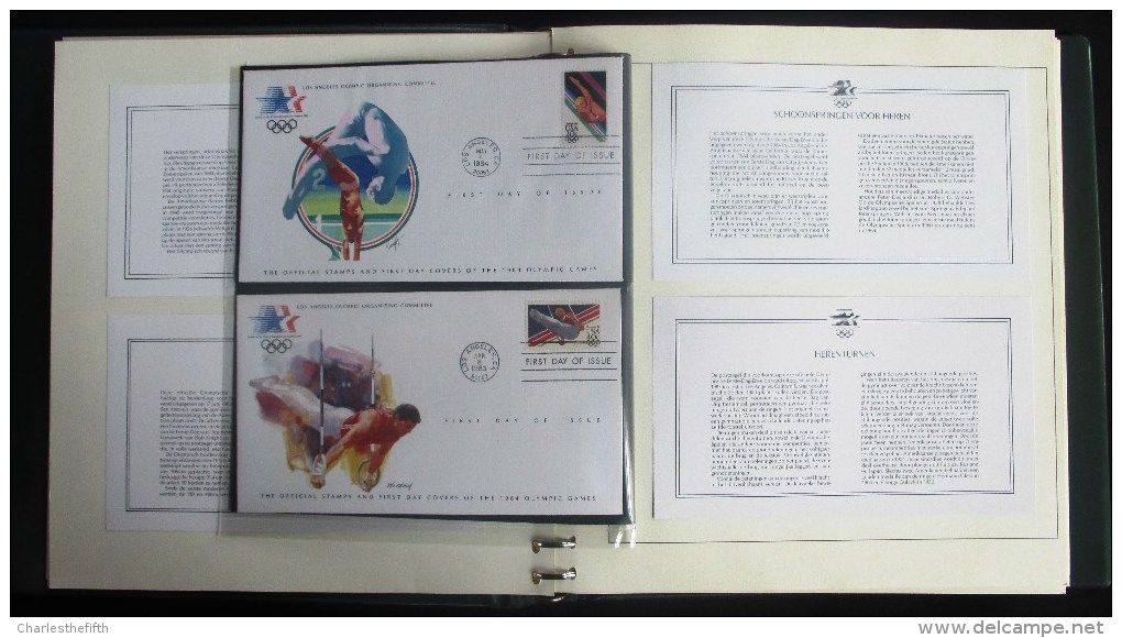 COMPLETE COLLECTION OF 24 SUPERB FIRST DAY COVERS OLYMPIC GAMES LOS ANGELES 1983 ON LINDNER PAGES