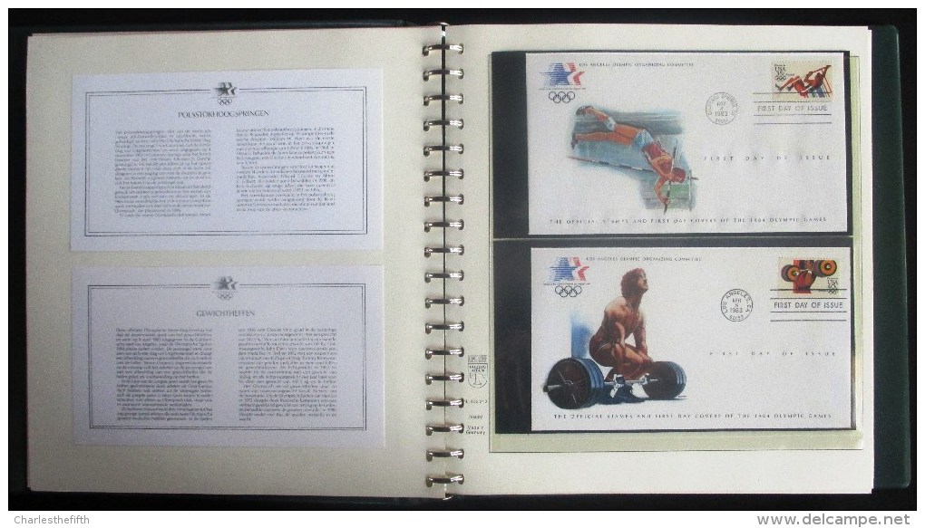 COMPLETE COLLECTION OF 24 SUPERB FIRST DAY COVERS OLYMPIC GAMES LOS ANGELES 1983 ON LINDNER PAGES