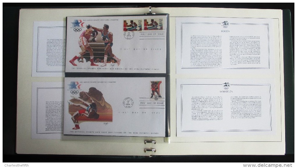 COMPLETE COLLECTION OF 24 SUPERB FIRST DAY COVERS OLYMPIC GAMES LOS ANGELES 1983 ON LINDNER PAGES