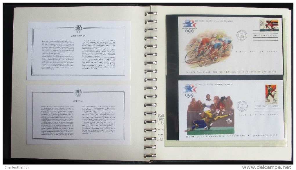 COMPLETE COLLECTION OF 24 SUPERB FIRST DAY COVERS OLYMPIC GAMES LOS ANGELES 1983 ON LINDNER PAGES