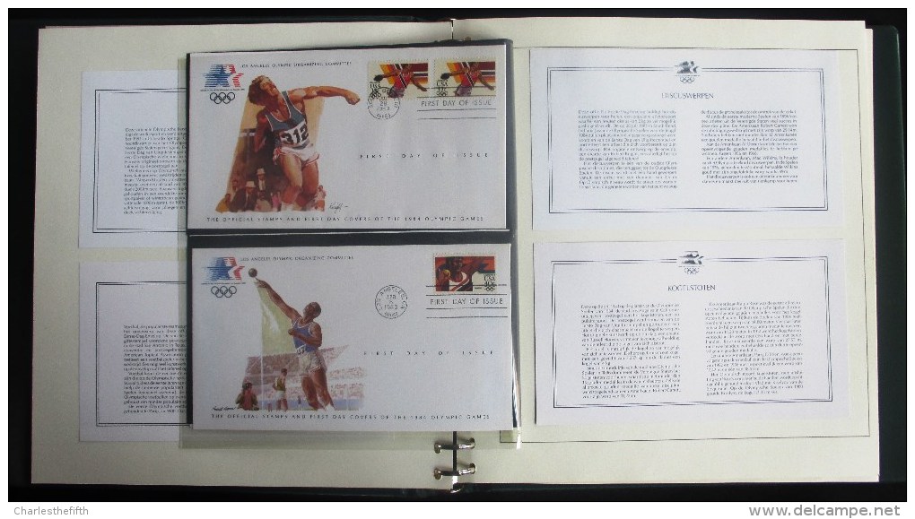 COMPLETE COLLECTION OF 24 SUPERB FIRST DAY COVERS OLYMPIC GAMES LOS ANGELES 1983 ON LINDNER PAGES