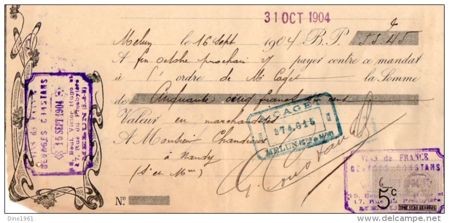 VP3984 - Lettre De Change - Vins De France Georges CONTANS  à MELUN - Lettres De Change