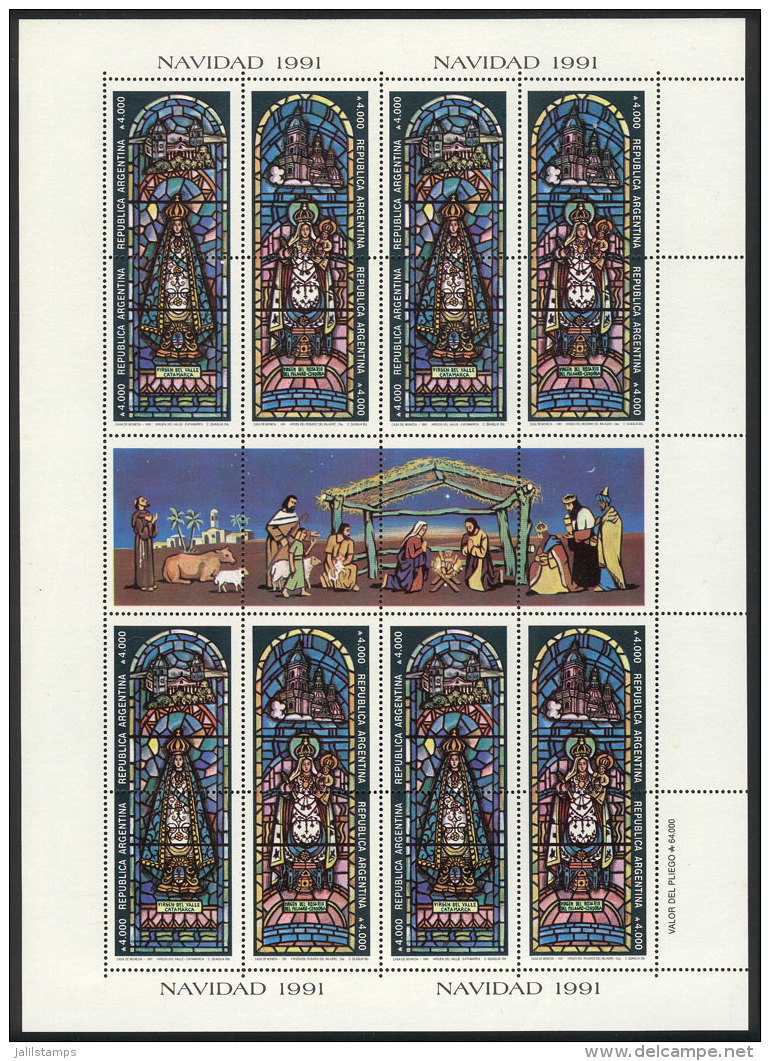 GJ.2561/4, 1991 Christmas, Complete Sheet With Gutters, VF Quality, Catalog Value US$25. - Altri & Non Classificati