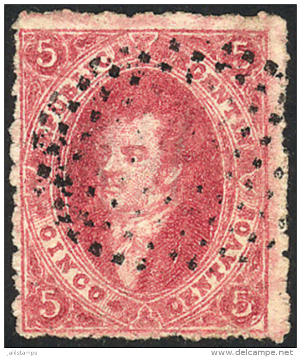 GJ.25m, With "lower Right Angle Incomplete" Variety, And Almost Complete Dotted Cancel Of Corrientes, Excellent! - Oblitérés