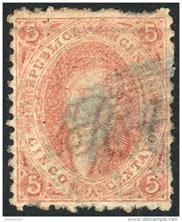 GJ.19, With Varieties: Diagonal Paper Fold (not Unfolded) Along The Stamp, Also Line Watermark, VF! - Usati