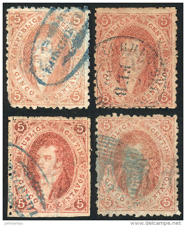 GJ.19, 4 Examples From 1st Or 2nd Printing, Varied Shades, VF Quality! - Oblitérés