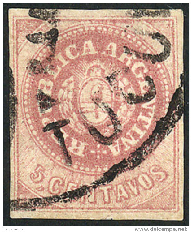 GJ.12, 5c. Semi-worn Plate, Used In Tucumán, Very Nice, Catalog Value US$30 - Usati