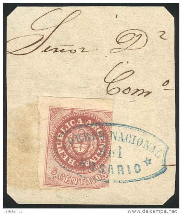 GJ.10, Interesting Lilac-rose Color, With Small Printing Varieties, On A Fragment Used In Rosario, Very Nice! - Usati