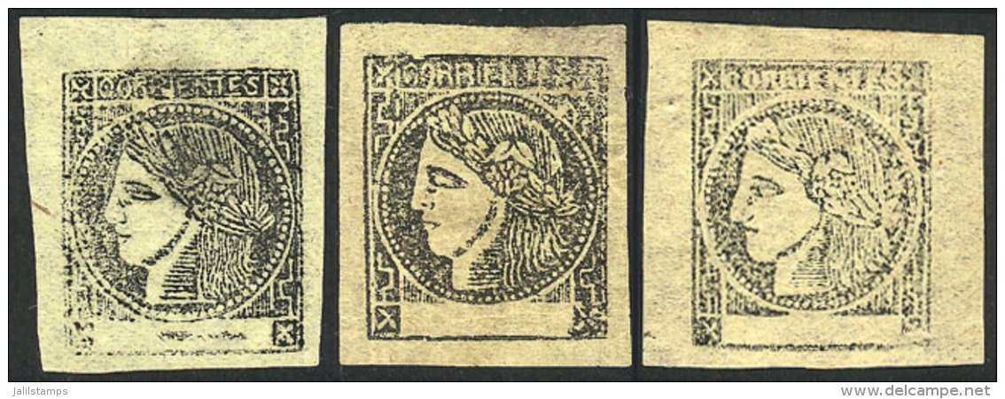 GJ.6, Yellow, 3 Mint Examples, One With Original Gum, VF Quality, Catalog Value US$21+ - Corrientes (1856-1880)