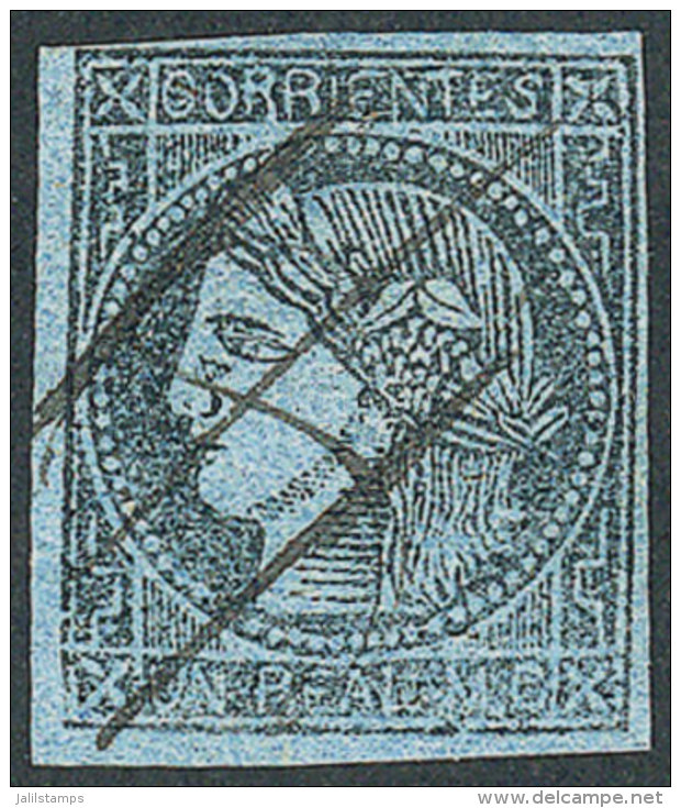 GJ.1, UN Real MC Pen Cancelled, Good Example, Catalog Value US$40 - Corrientes (1856-1880)