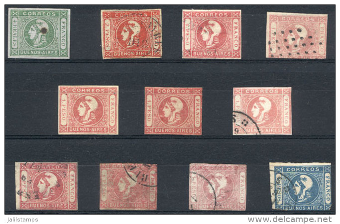 Lot Of 11 Stamps In A Stockcard, All Genuine But With Defects, Catalog Value US$650, Good Opportunity! - Buenos Aires (1858-1864)