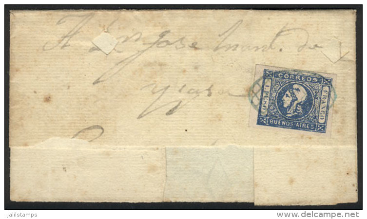 GJ.17, Example Of VF Quality On Fragment Of A Folded Cover, Very Nice! - Buenos Aires (1858-1864)