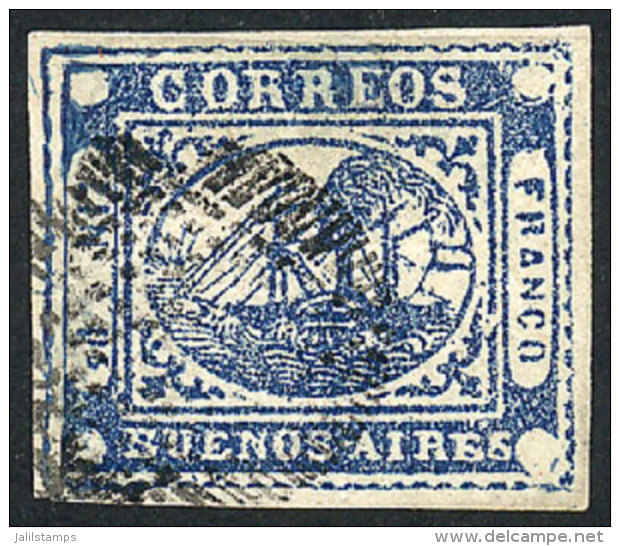 GJ.11, IN Ps. Blue, Position 27 On The Kneitschel Reconstruction, With Defects And Repaired (replaquage), Very Good... - Buenos Aires (1858-1864)