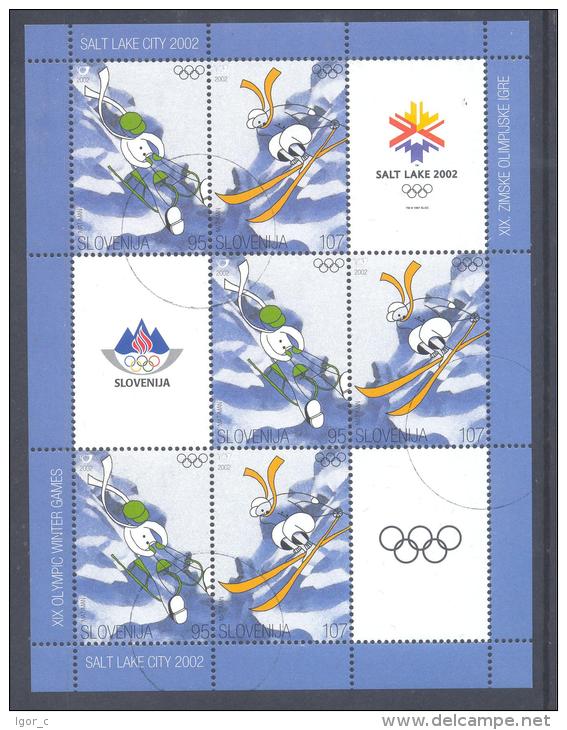 Slovenia Slovenie Slowenien 2002 Mi 382-3 Olympic Games Salt Lake City Olympische Spiele; Used Mini Sheet; Sledder Skier - Inverno2002: Salt Lake City