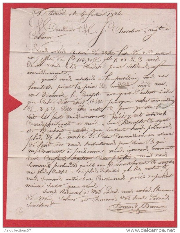Lettre De Amiens  --  Pour Colmar  --  4 Fevrier 1826 - 1801-1848: Precursores XIX