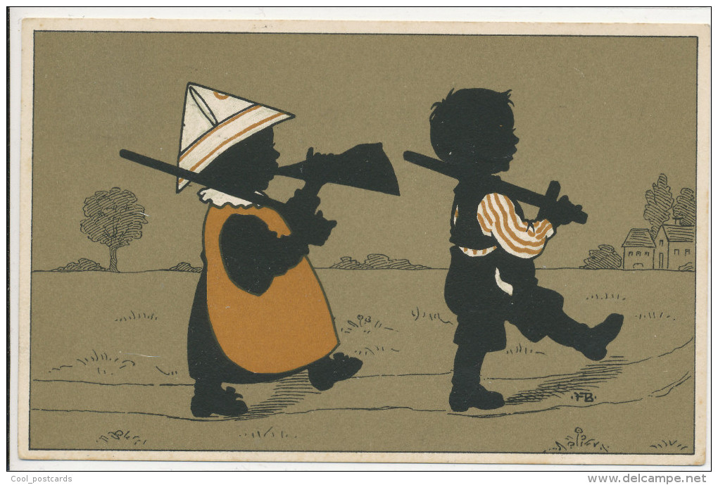 BAUMGARTEN, SILHOUETTE, CHILDREN PLAY SOLDIERS,  EX Cond. Litho PC, Used,  1913, B. DONDORF No 511 - Baumgarten, F.