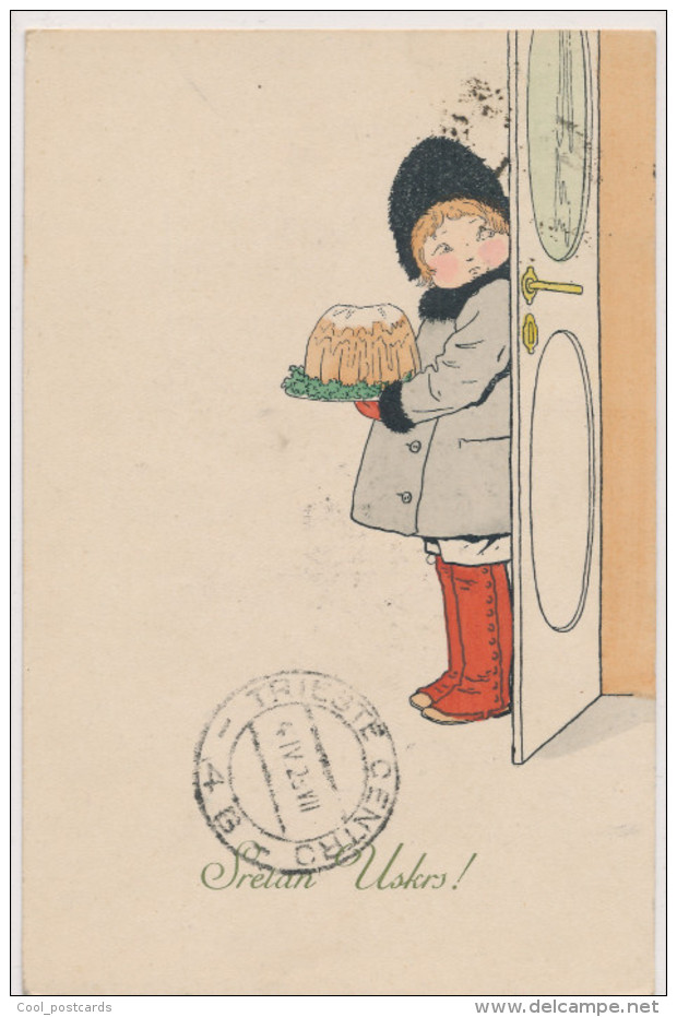BAUMGARTEN, EASTER, BOY WITH CAKE,  EX Cond.  PC, Used 1923, M. M. No 1082 - Baumgarten, F.