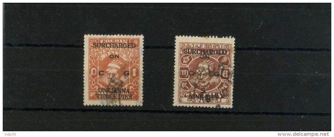 - INDE . COCHIN 1943 . TIMBRES SERVICE . OBLITERES . - Cochin