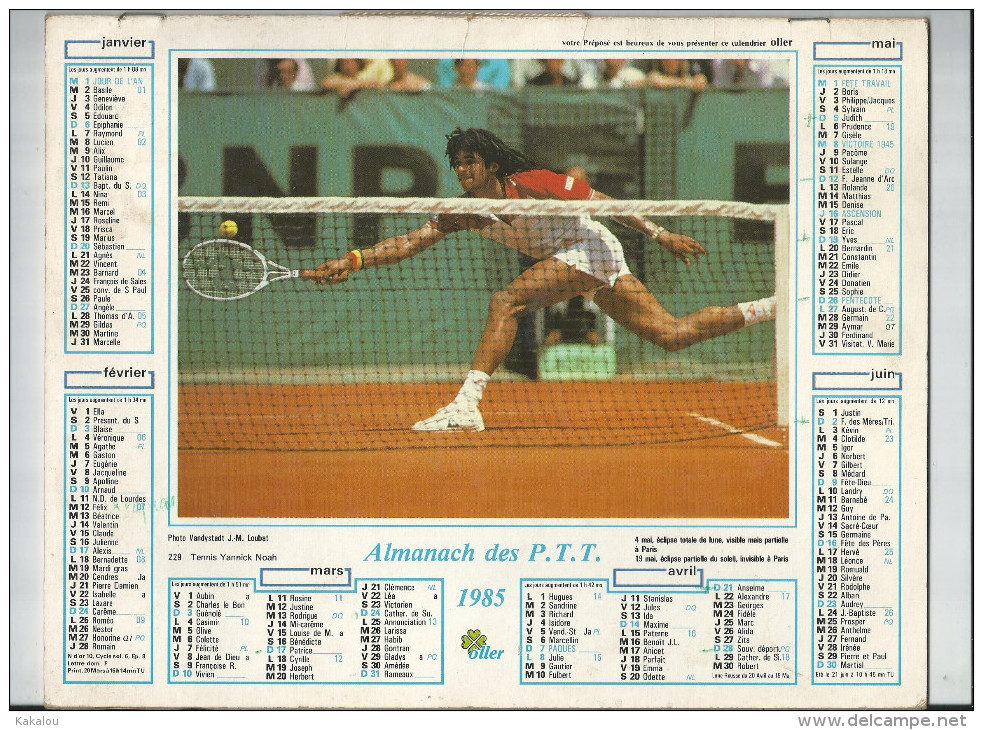 Almanach Des PTT 1985 Haute Marne Yannick Noah Et Foot - Big : 1961-70