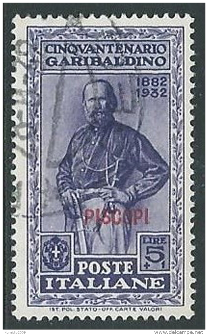 1932 EGEO PISCOPI USATO GARIBALDI 5 LIRE - U27-4 - Egée (Piscopi)