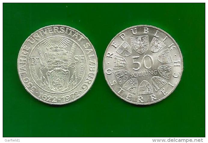 Republik Österreich  1972 , 350 Jahre Universität Salzburg - 50 Schilling - Silber / Silver / Argent - Oesterreich