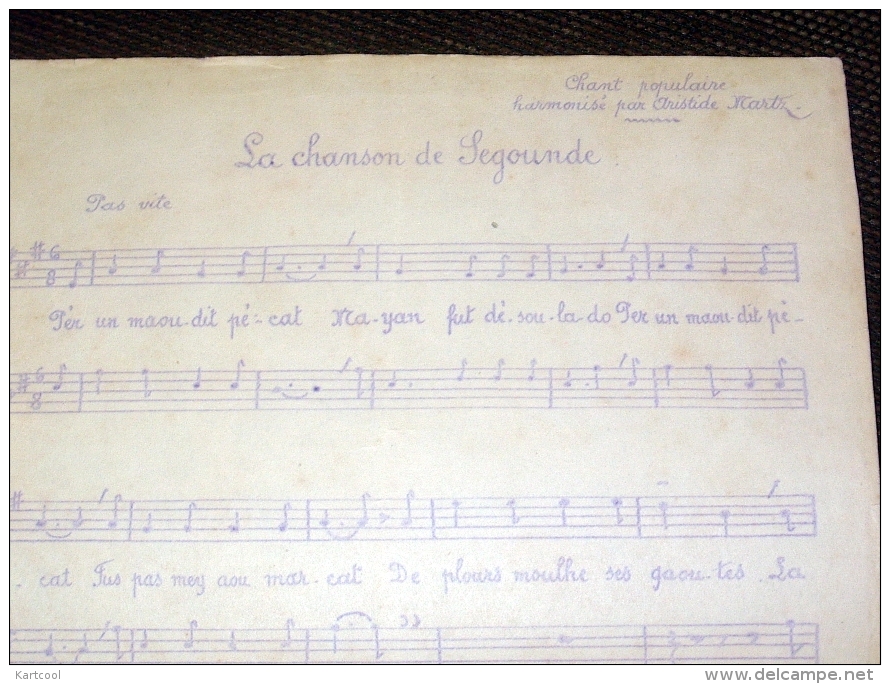 La Chanson De Ségounde - Chant Populaire Partition Musicale Avec Paroles En Patois - état Correct - Bien Lire Descriptif - Partitions Musicales Anciennes