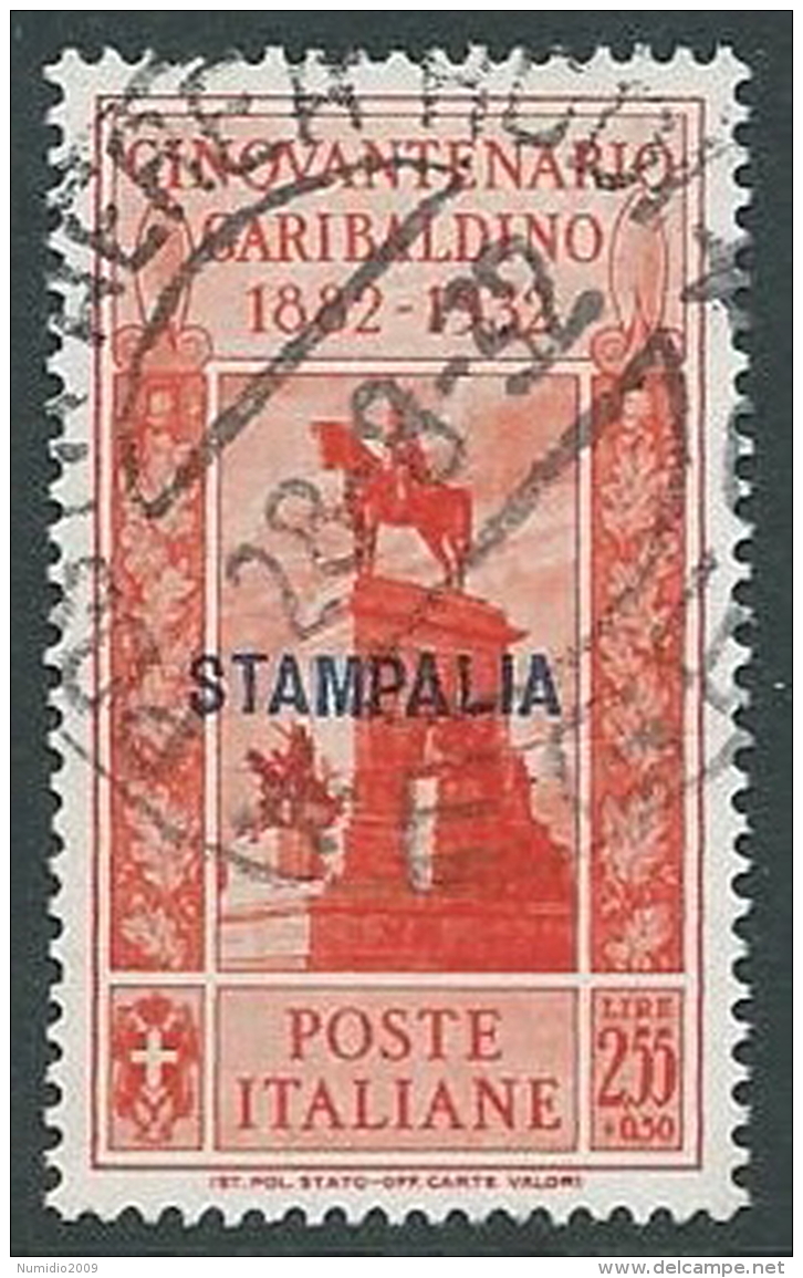 1932 EGEO STAMPALIA USATO GARIBALDI 2,55 LIRE - U27-7 - Egée (Stampalia)