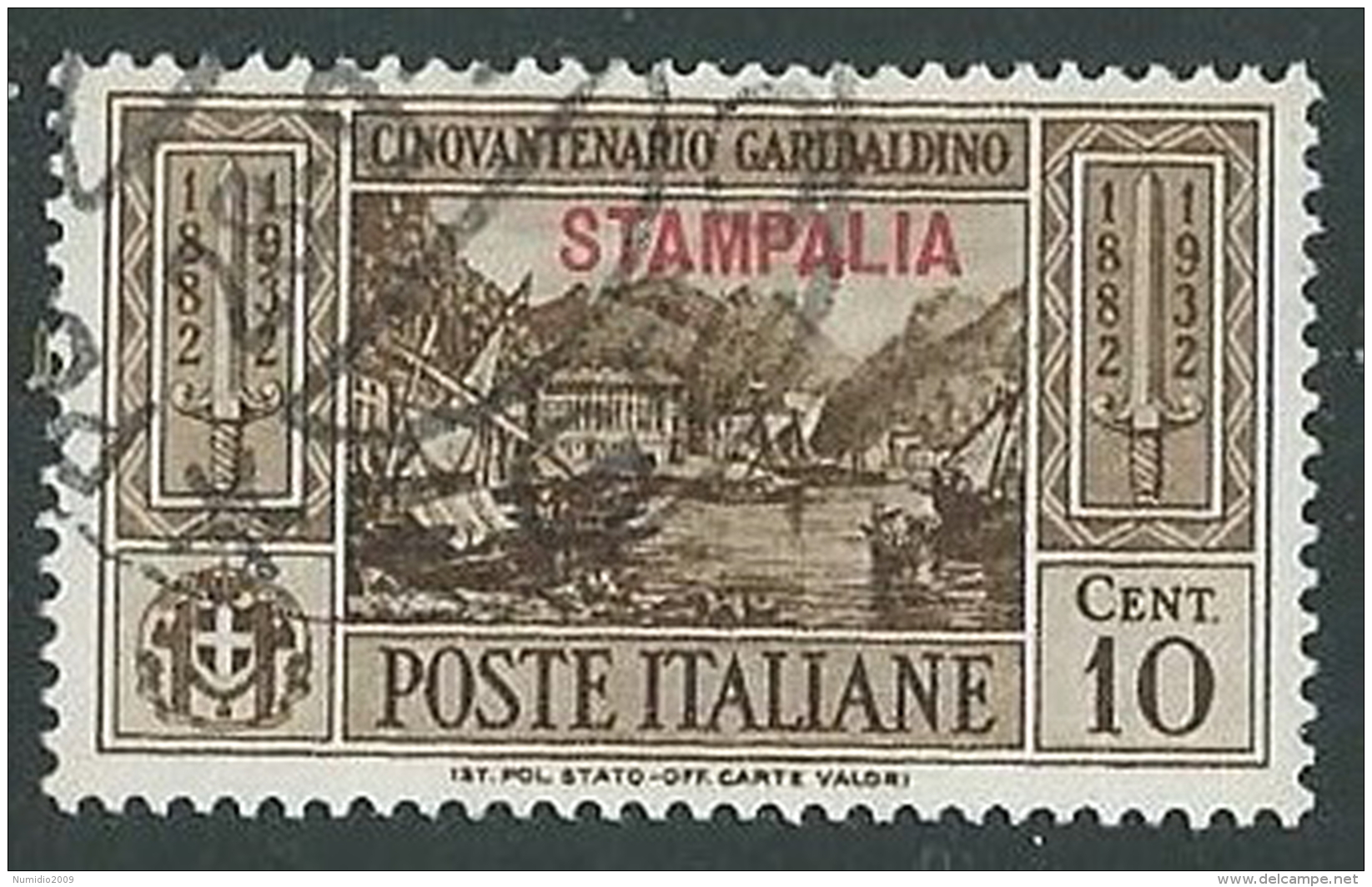 1932 EGEO STAMPALIA USATO GARIBALDI 10 CENT - U27-8 - Aegean (Stampalia)