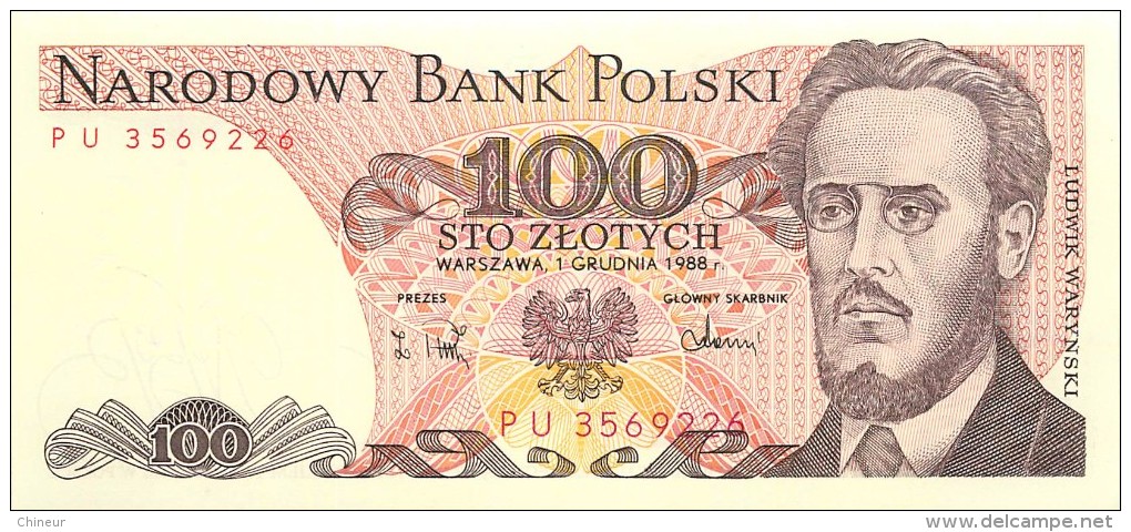 BILLET POLOGNE 100 ZLOTYCH - Poland