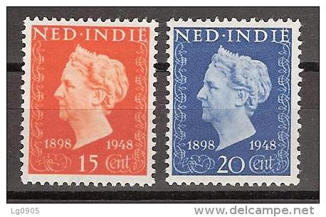 Nederlands Indie Netherlands Indies Dutch Indies 347-348 MLH ; Koningin, Queen, Reine ,reina Wilhelmina 1948 - Niederländisch-Indien