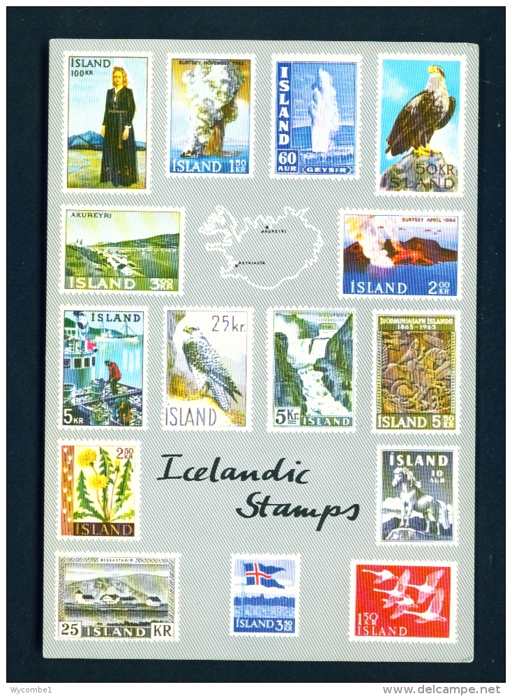 ICELAND  -  Icelandic Postage Stamps  Unused Postcard - Iceland