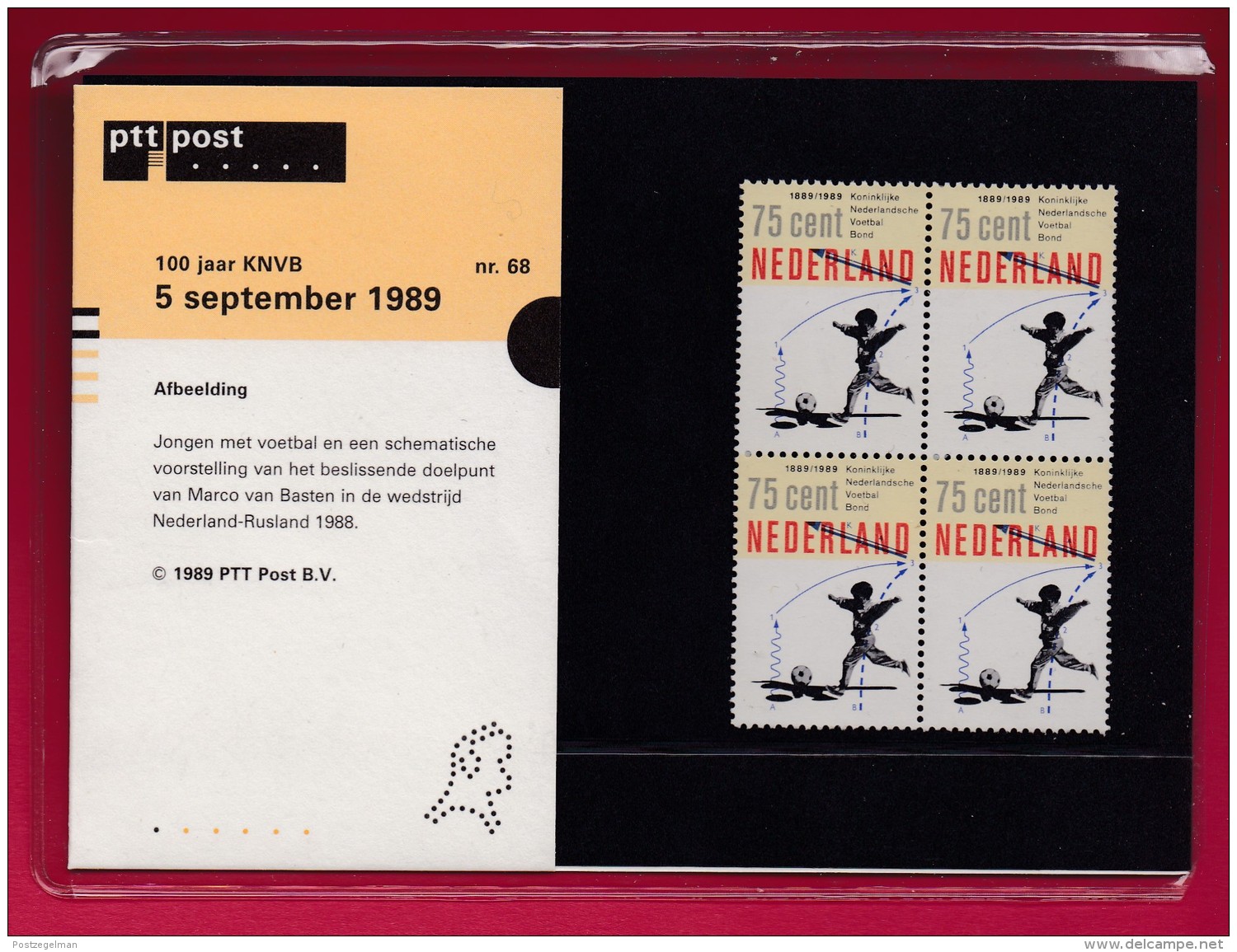 NEDERLAND, 1989 , Stamps "Postboek 100 Years KNVB Soccer",  PB 68, F1177 - Unused Stamps