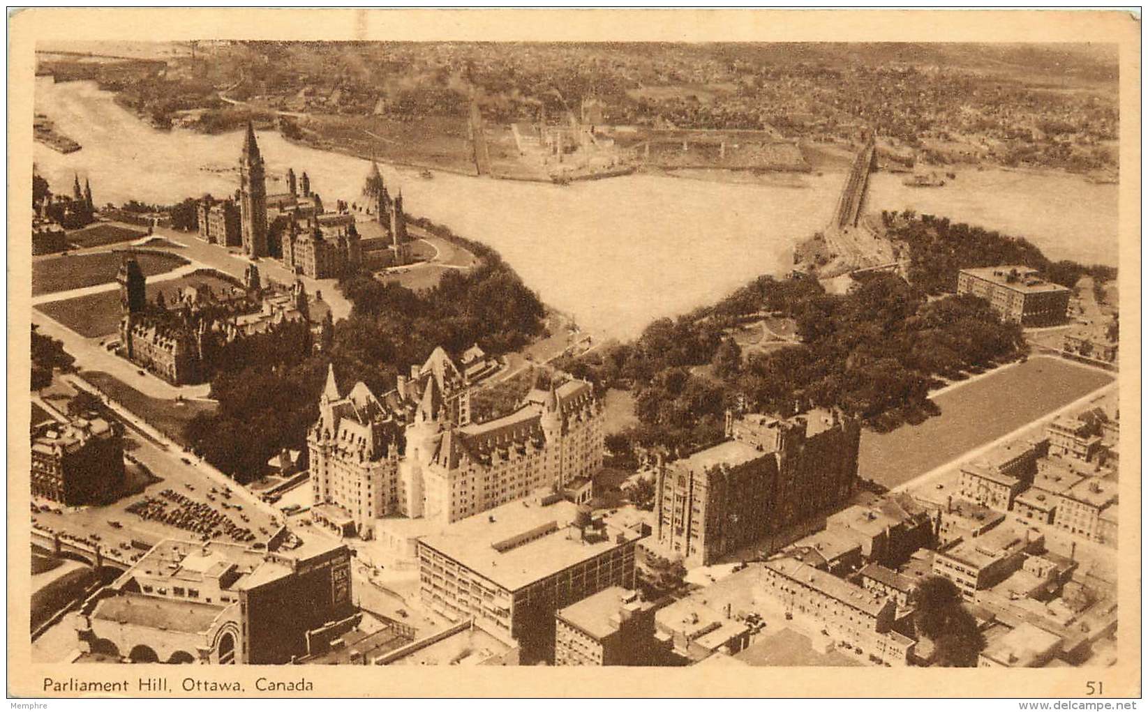 Sepia Illustrated Postcard  Parliament Hill, Ottawa #51  Unused - 1903-1954 Reyes