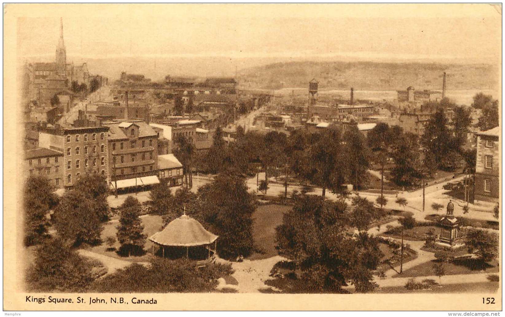 Sepia Illustrated Postcard  Kings Square, St John N.B.  # 152  Unused - 1903-1954 Kings