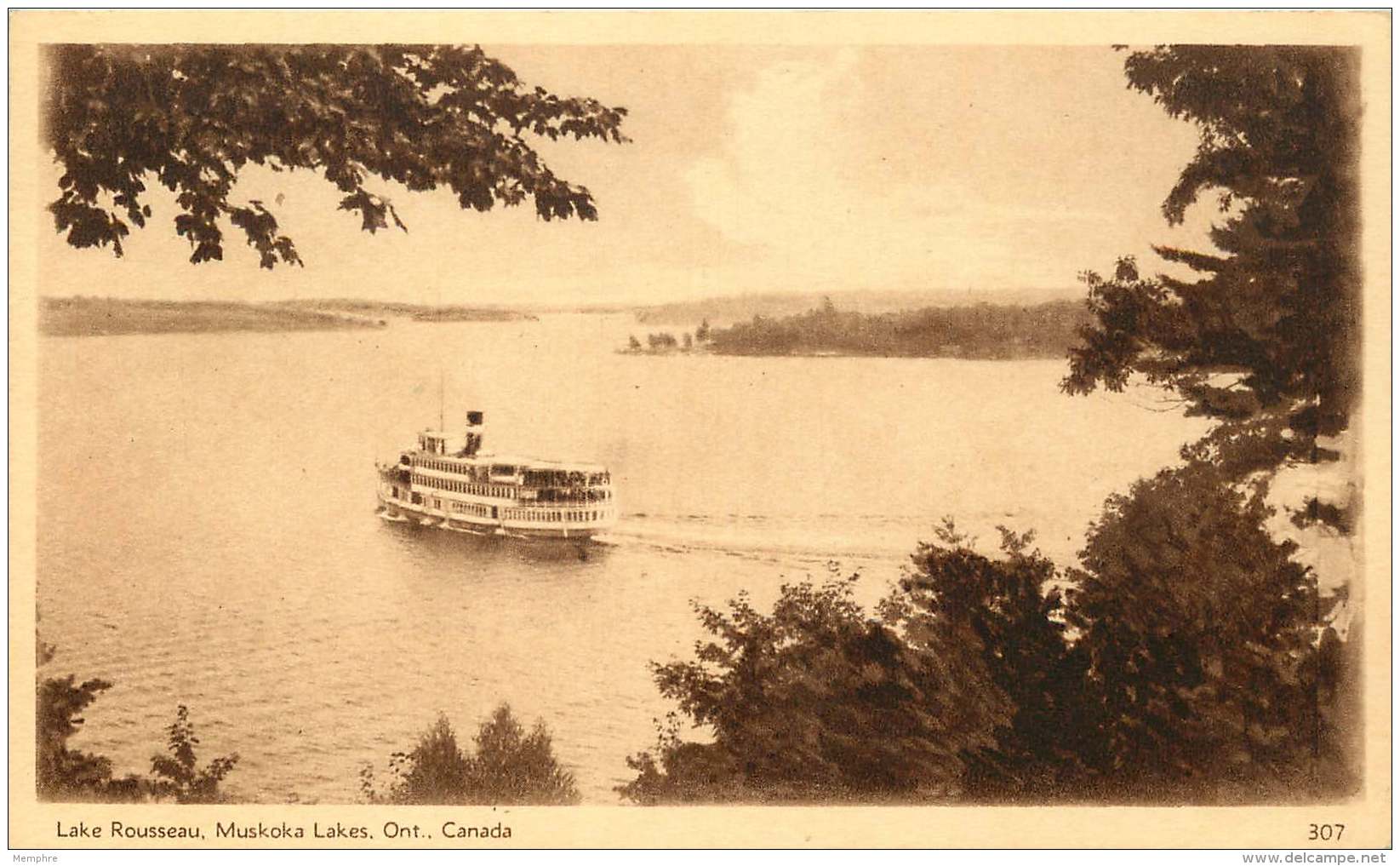 Sepia Illustrated Postcard    Lake Rousseau,  Muskoka Lakes ON  #307  Unused - 1903-1954 Könige