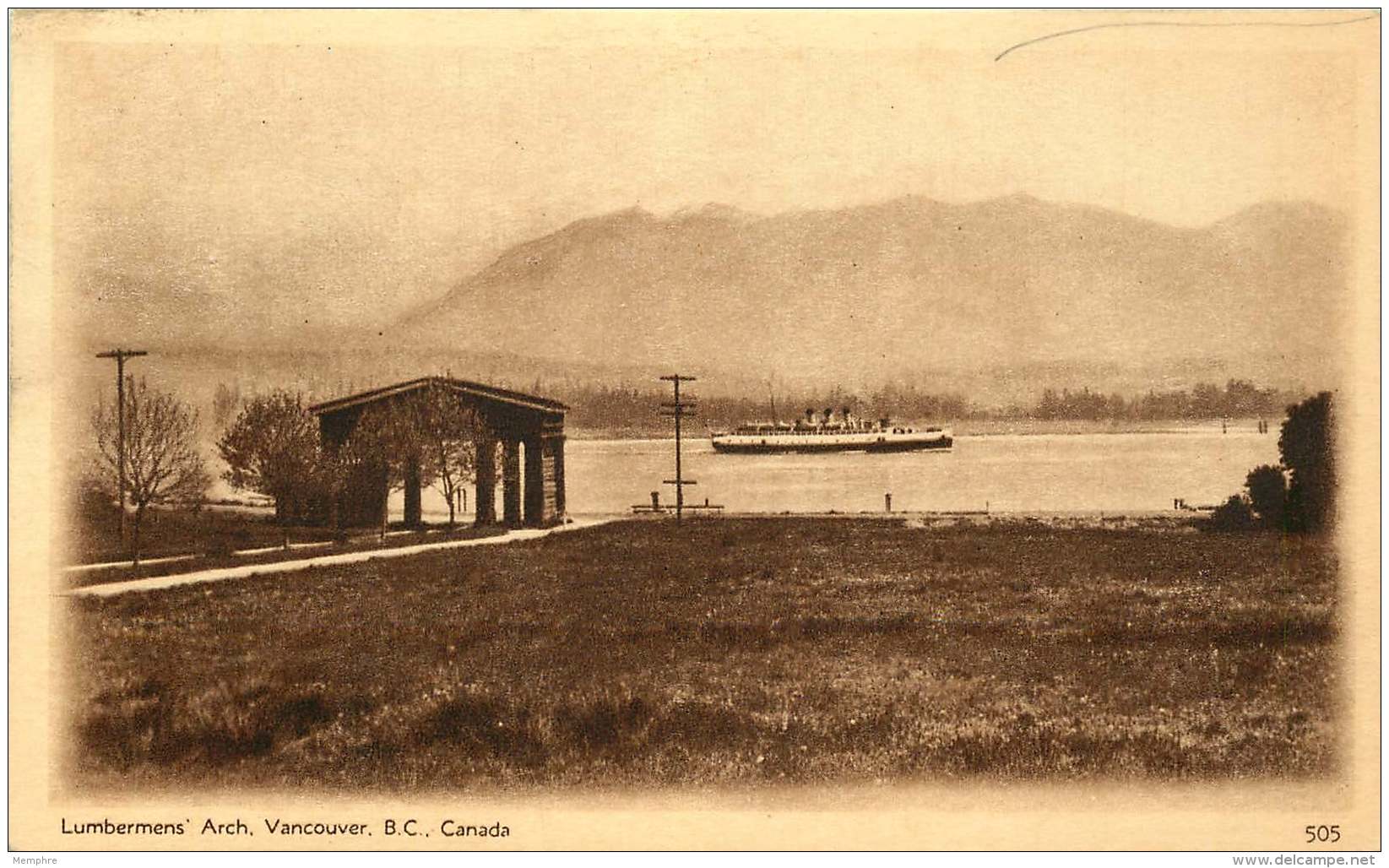 Sepia Illustrated Postcard    Lumbermens' Arch   Vancouver B.C.    # 505   Unused - 1903-1954 Kings