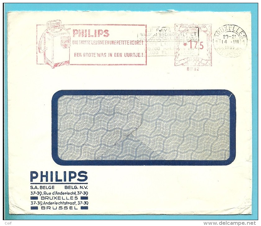 Brief Met Roodfrankeering (B992) Met Logo "LESSIVE / PHILIPS" - ...-1959