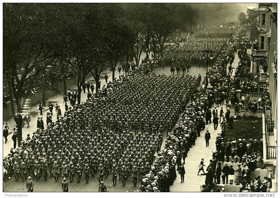 USA New York Fetes De La Victoire Defilé 1ere Division Infanterie Ancienne Photo Trampus 1919 - Places