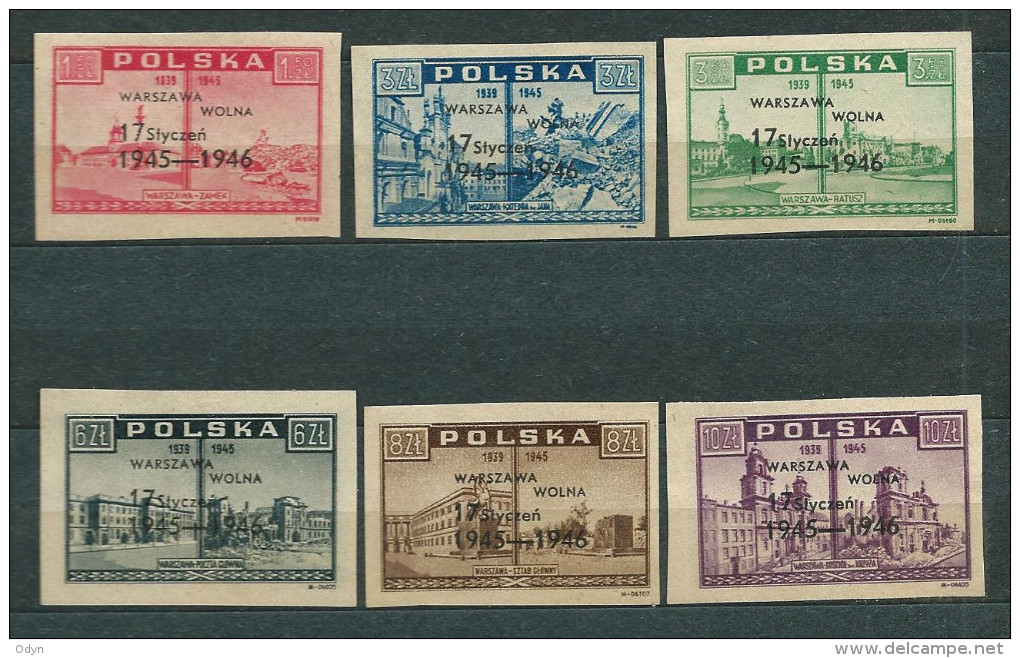 Poland 1946, MiNr 421-426 (*) Mint / Unused, No Gum - Neufs