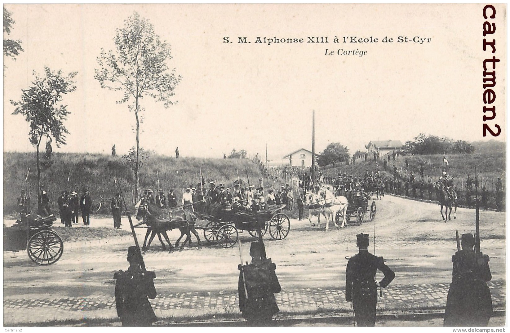 LOT DE 30 CPA : VISITE DU ROI D'ESPAGNE ALPHONSE XIII PRESIDENT LOUBET MILITAIRE ECOLE DE ST-CYR ATTELAGE CORTEGE ESPANA