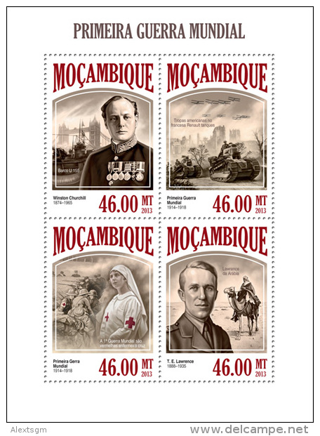 MOZAMBIQUE 2013 - W. Churchill, World War I - YT 5673-6; CV = 17 € - Sir Winston Churchill