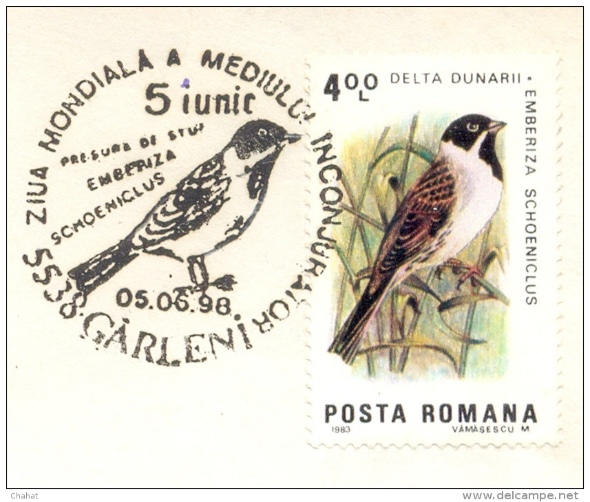 BIRDS-COMMON RED BUNTING-SPECIAL POSTMARK- ON COVER-ROMANIA-SCARCE-BX1-279 - Pics & Grimpeurs