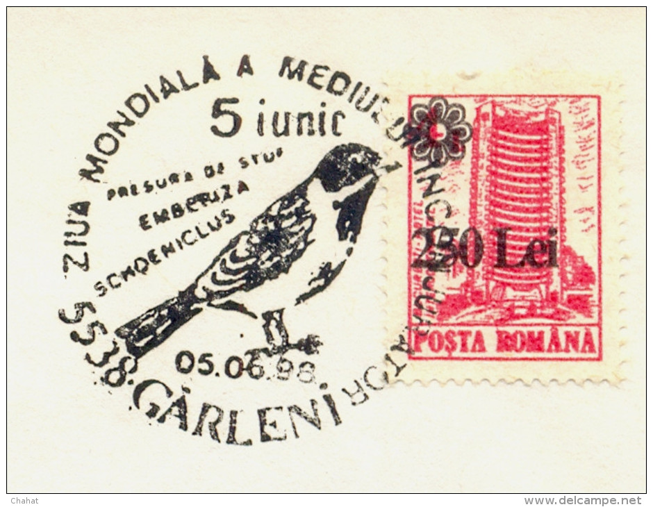 BIRDS-COMMON RED BUNTING-SPECIAL POSTMARK- ON COVER-ROMANIA-SCARCE-BX1-280 - Specht- & Bartvögel