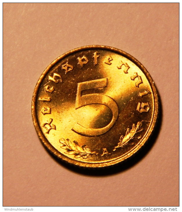5 Reichspfennig 1939 A In Super Erhaltung , Stempelglanz - 5 Reichspfennig