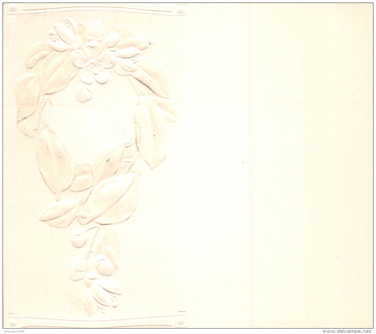 05104 "BIGLIETTO AUGURALE IN 4 FACCIATE DECORATO IN RILIEVO CON FIORI D'ARANCIO" CROMOLITHOGRAFIA ORIGINALE - Altri & Non Classificati