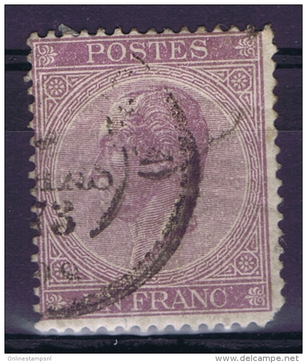 Belgium OBP Nr 21 Used  1865 - 1865-1866 Profilo Sinistro